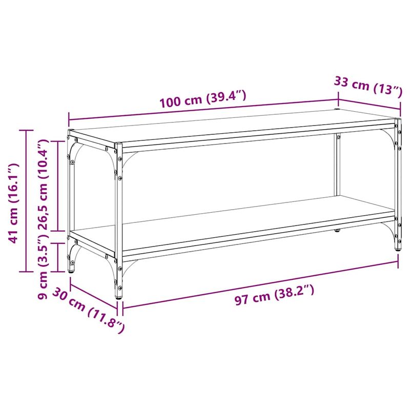 Casa si Gradina - Mobilier - Biblioteci si rafturi - Biblioteci - Cabinet TV Stejar Negru 100x33x41cm Lemn Ingineresc si Fier - Infinity.ro