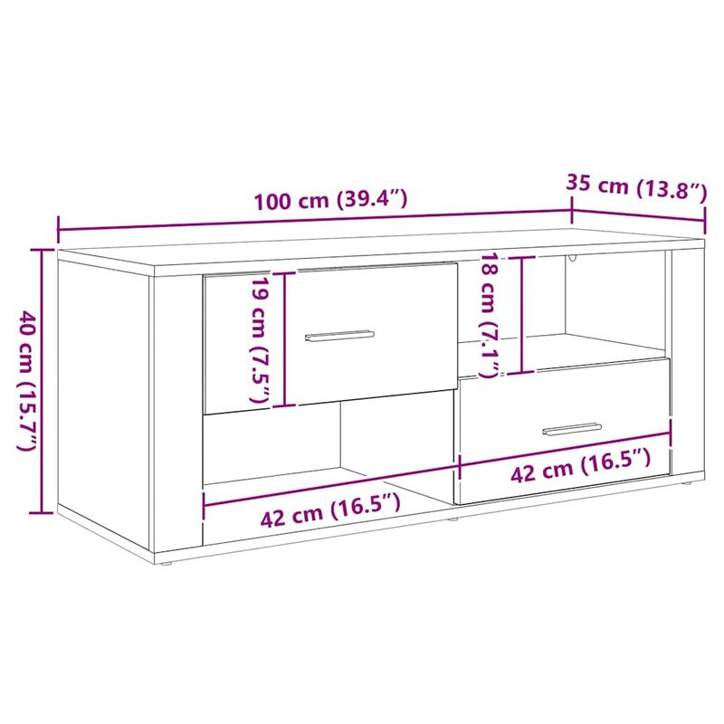 Casa si Gradina - Mobilier - Comode si corpuri - Comode - Cabinet TV Stejar Artizanal 100 x 35 x 40 cm Lemn compozit - Infinity.ro