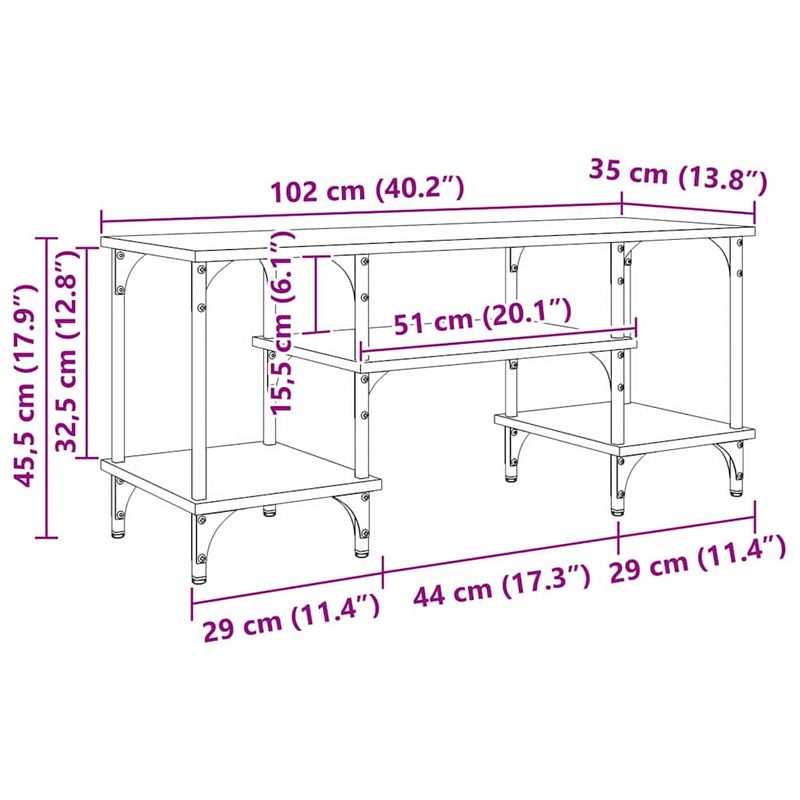 Casa si Gradina - Mobilier - Comode si corpuri - Comode - Cabinet TV Stejar Artizanal 102 x 35 x 45,5 cm - Infinity.ro