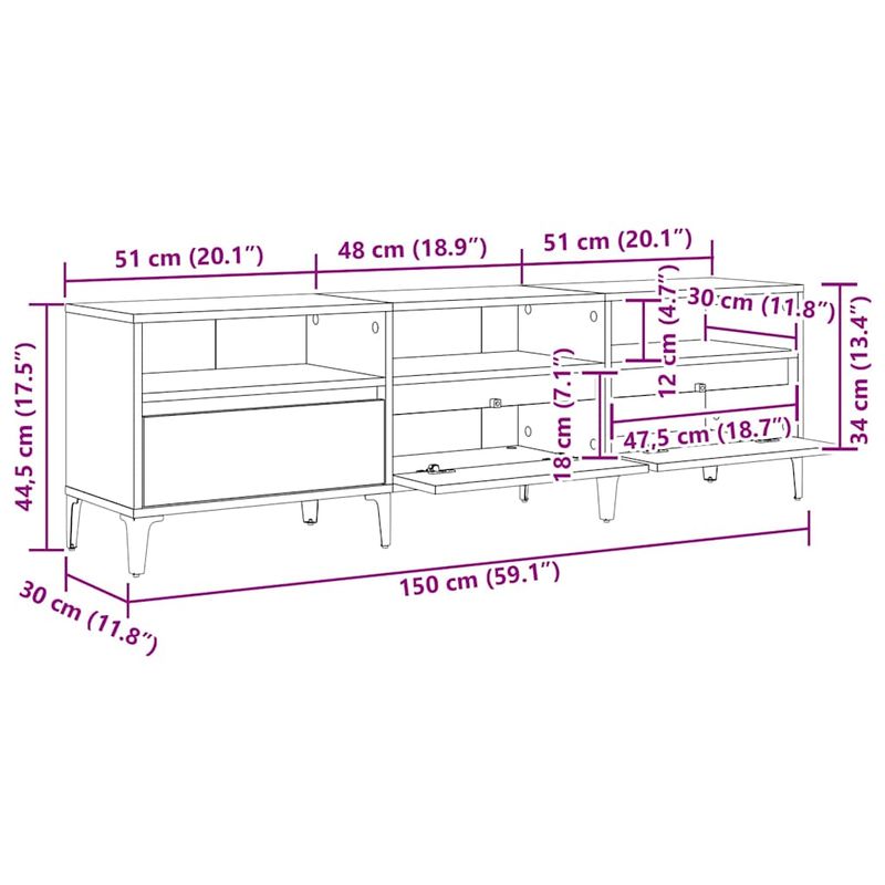 Casa si Gradina - Mobilier - Comode si corpuri - Comode - Cabinet TV Stejar negru 150 x 30 x 44.5 cm Lemn compozit - Infinity.ro