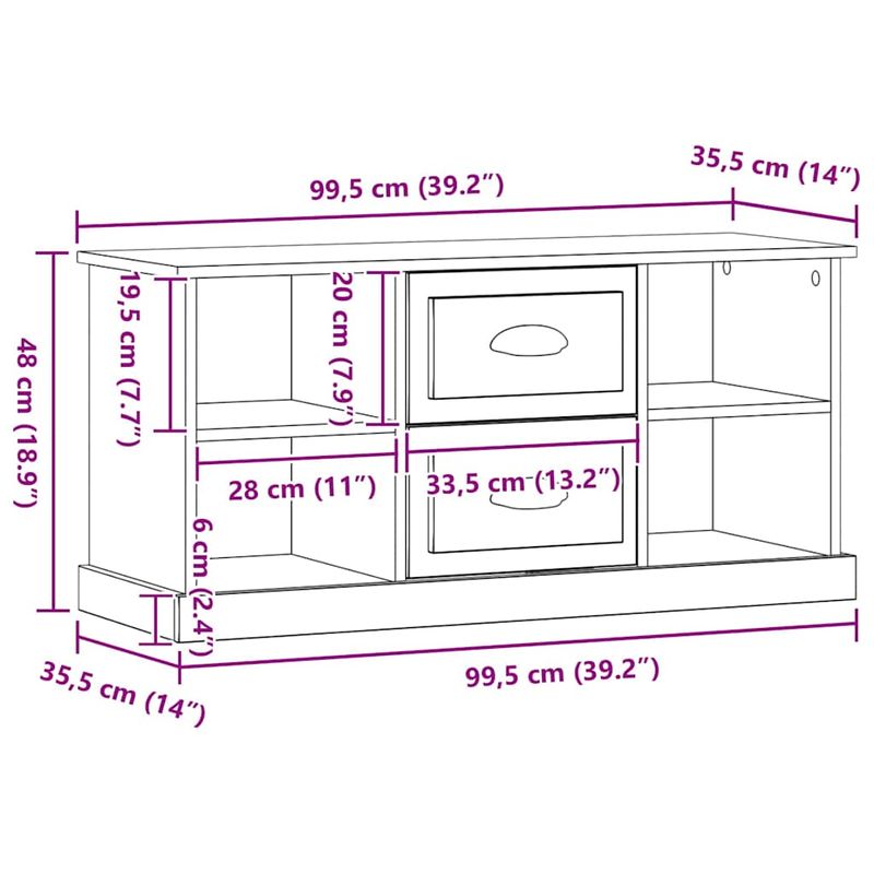 Casa si Gradina - Mobilier - Comode si corpuri - Comode - Cabinet TV Stejar Artizanal 99,5 x 35,5 x 48 cm Lemn compozit - Infinity.ro