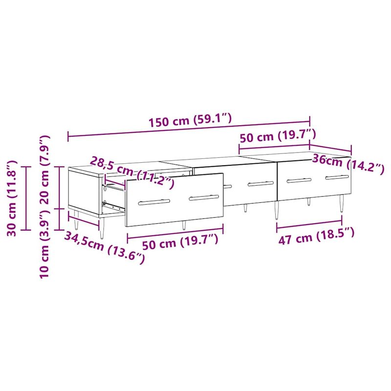 Casa si Gradina - Mobilier - Comode si corpuri - Comode - Cabinet TV Stejar Artizanal 150 x 36 x 30 cm Lemn compozit - Infinity.ro
