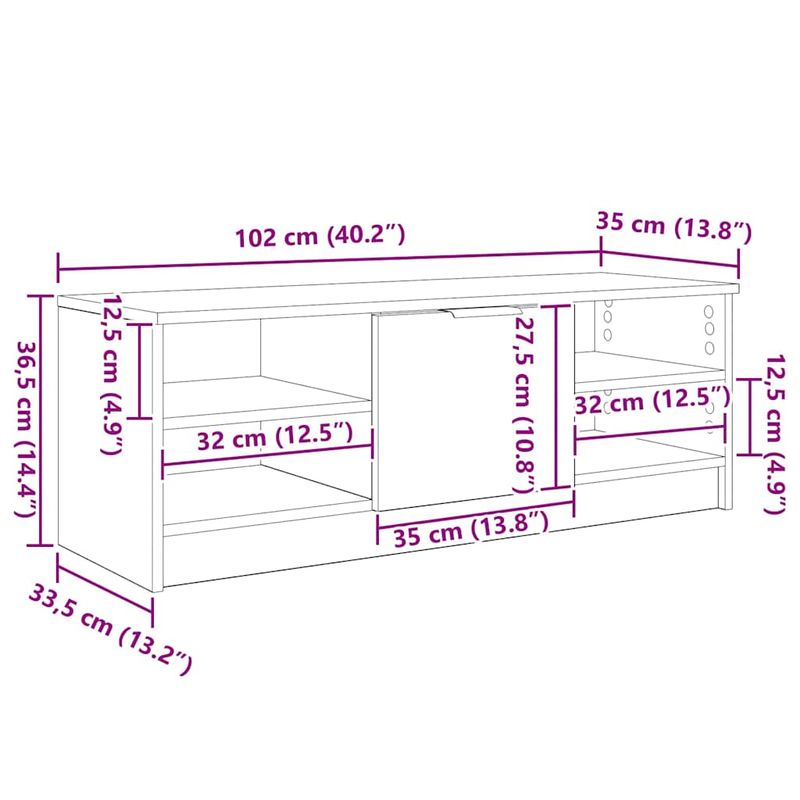 Casa si Gradina - Mobilier - Comode si corpuri - Comode - Cabinet TV Stejar Artizanal 102 x 35 x 36,5 cm Lemn compozit - Infinity.ro