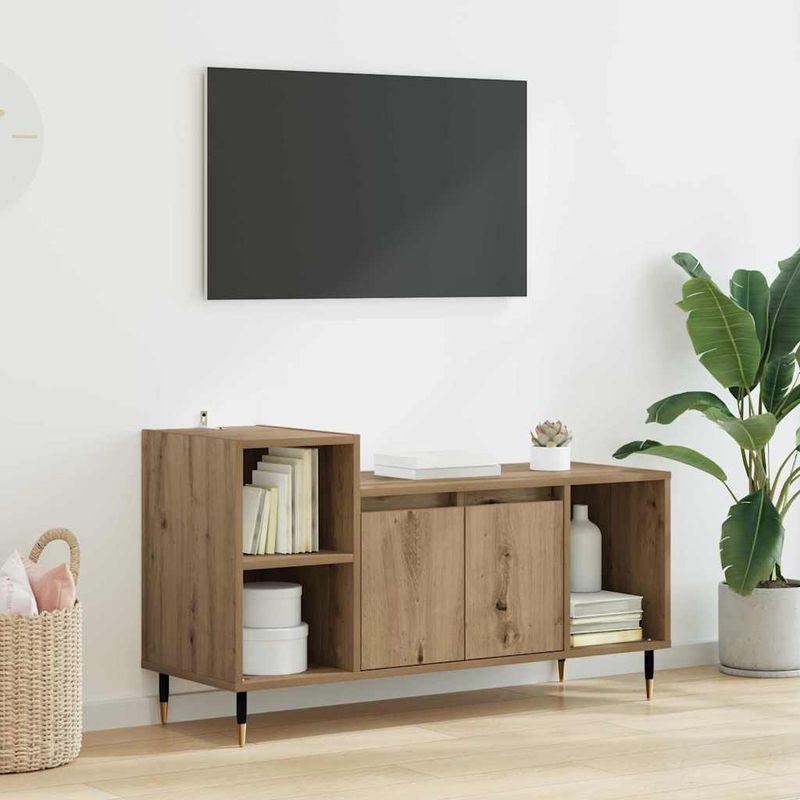 Casa si Gradina - Mobilier - Comode si corpuri - Comode - Cabinet TV Stejar Artizanal 100 x 35 x 55 cm Lemn compozit - Infinity.ro
