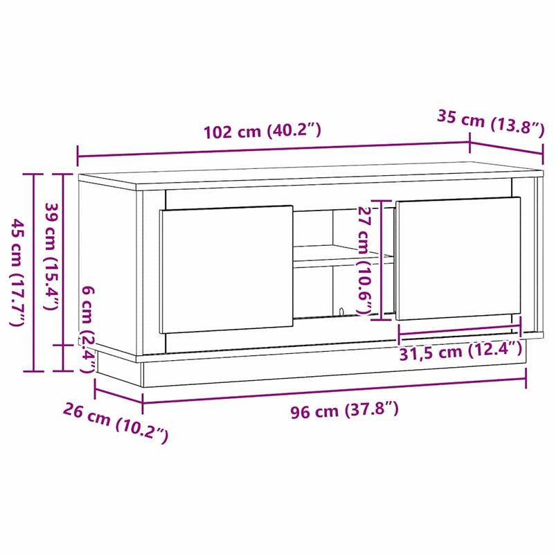 Casa si Gradina - Mobilier - Comode si corpuri - Comode - Cabinet TV Stejar Artizanal 102 x 35 x 45 cm Lemn compozit - Infinity.ro