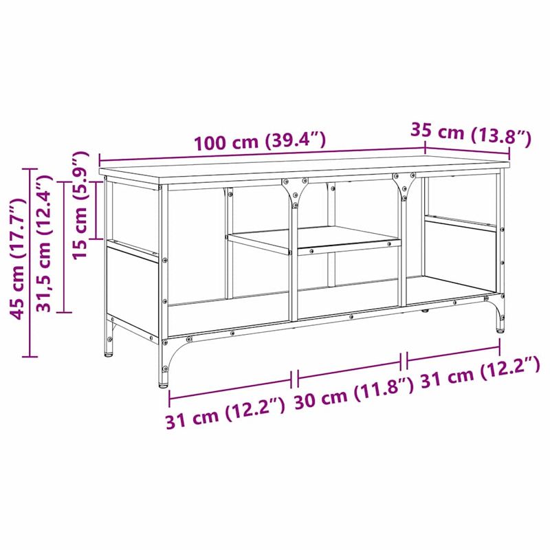 Casa si Gradina - Mobilier - Comode si corpuri - Comode - Cabinet TV Stejar Negru 100 x 35 x 45 cm - Infinity.ro