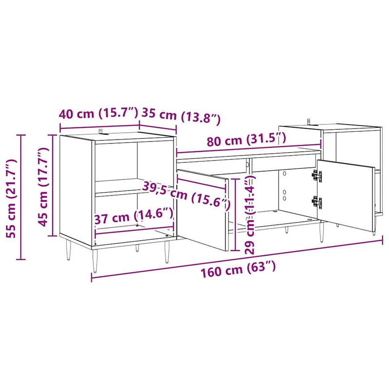 Casa si Gradina - Mobilier - Comode si corpuri - Comode - Cabinet TV Stejar Artizanal 160 x 35 x 55 cm Lemn compozit - Infinity.ro