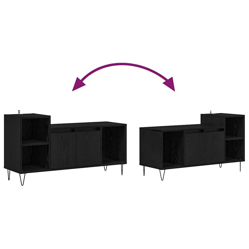 Casa si Gradina - Mobilier - Comode si corpuri - Comode - Cabinet TV Stejar Negru 100 x 35 x 55 cm Lemn compozit - Infinity.ro