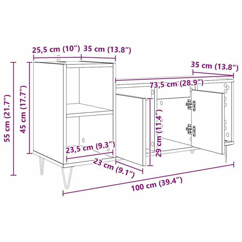 Casa si Gradina - Mobilier - Comode si corpuri - Comode - Cabinet TV Stejar Artizanal 100 x 35 x 55 cm Lemn compozit - Infinity.ro