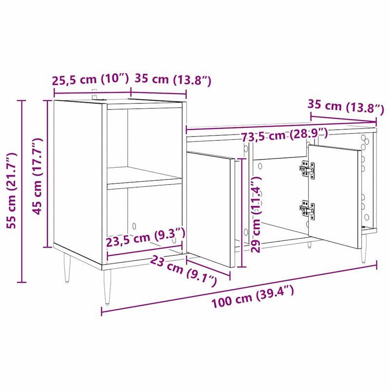 Casa si Gradina - Mobilier - Comode si corpuri - Comode - Cabinet TV Stejar Artizanal 100 x 35 x 55 cm Lemn compozit - Infinity.ro