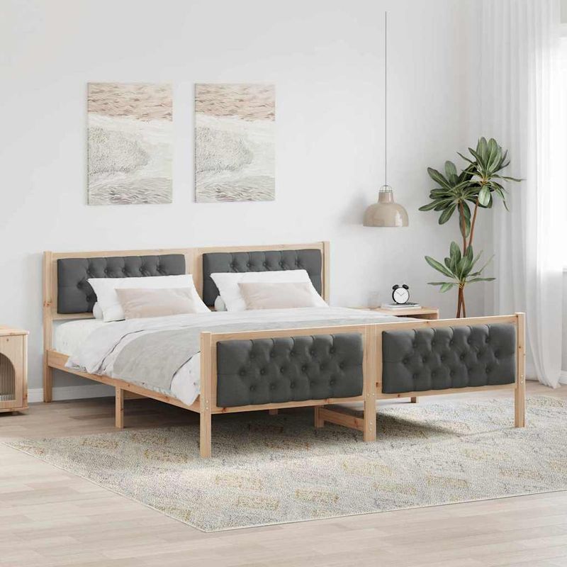 Casa si Gradina - Mobilier - Paturi si accesorii - Paturi - Cadru de pat cu headboard Gri inchis 180 x 200 cm tesatura - Infinity.ro