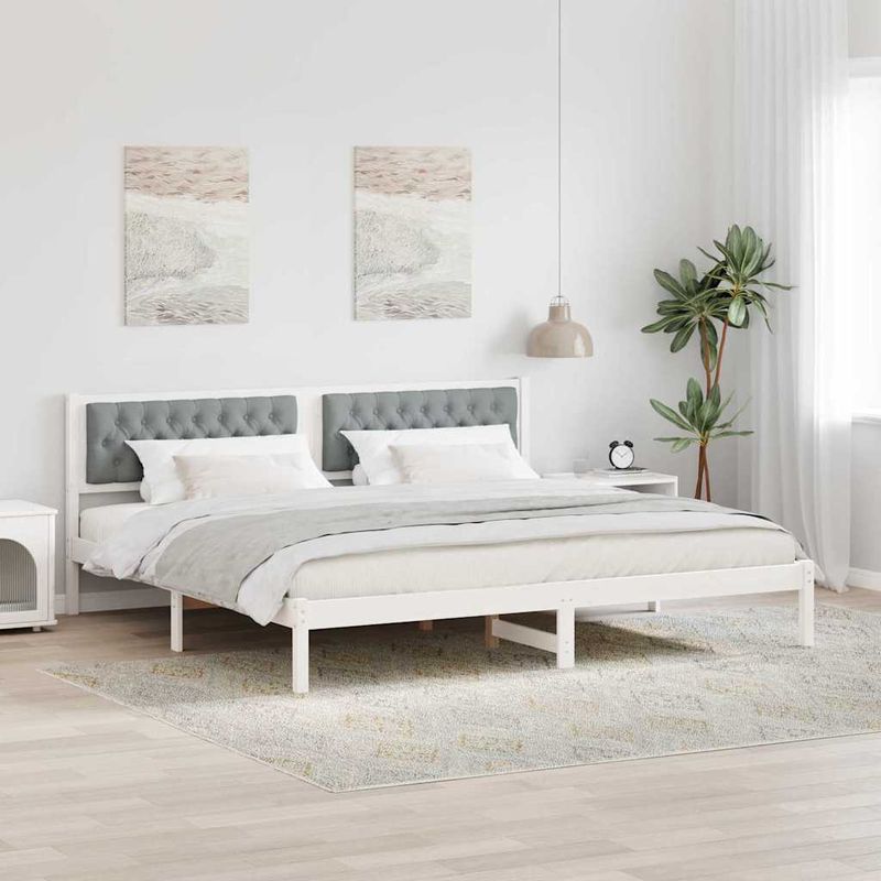 Casa si Gradina - Mobilier - Paturi si accesorii - Paturi - Cadru de pat cu headboard Gri deschis 200 x 200 cm tesatura - Infinity.ro