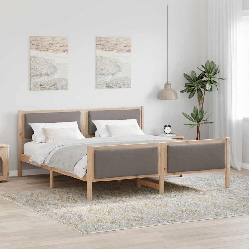 Casa si Gradina - Mobilier - Paturi si accesorii - Paturi - Cadru de pat cu headboard Gri taupe 180 x 200 cm tesatura - Infinity.ro
