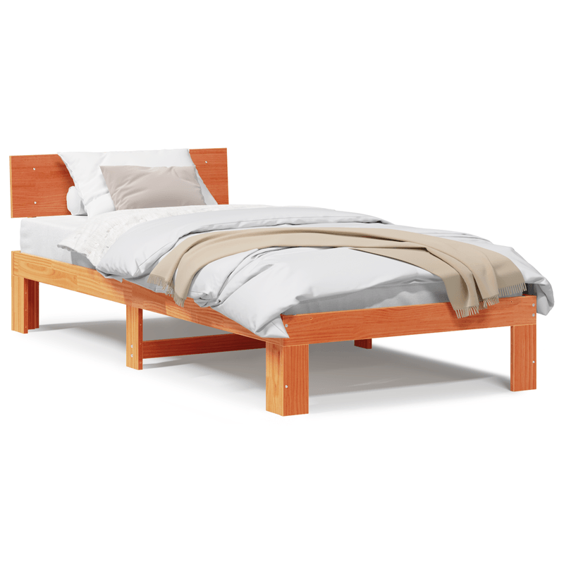 Casa si Gradina - Mobilier - Paturi si accesorii - Paturi - Cadru de pat cu headboard maro cerat 80x200 cm lemn masiv de pin - Infinity.ro