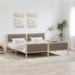Casa si Gradina - Mobilier - Paturi si accesorii - Paturi - Cadru de pat cu headboard Gri taupe 200 x 200 cm tesatura - Infinity.ro