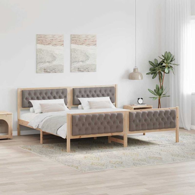 Casa si Gradina - Mobilier - Paturi si accesorii - Paturi - Cadru de pat cu headboard Gri taupe 200 x 200 cm tesatura - Infinity.ro