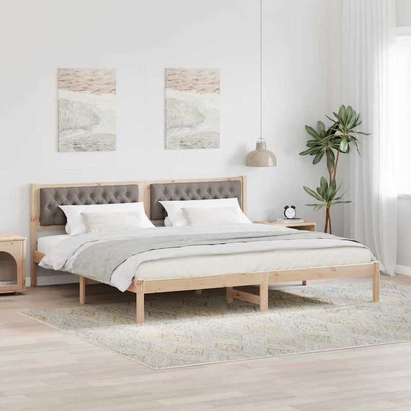 Casa si Gradina - Mobilier - Paturi si accesorii - Paturi - Cadru de pat cu headboard Gri taupe 200 x 200 cm tesatura - Infinity.ro