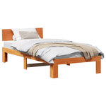 Casa si Gradina - Mobilier - Paturi si accesorii - Paturi - Cadru de pat cu headboard maro cerat 90x200 cm lemn masiv de pin - Infinity.ro