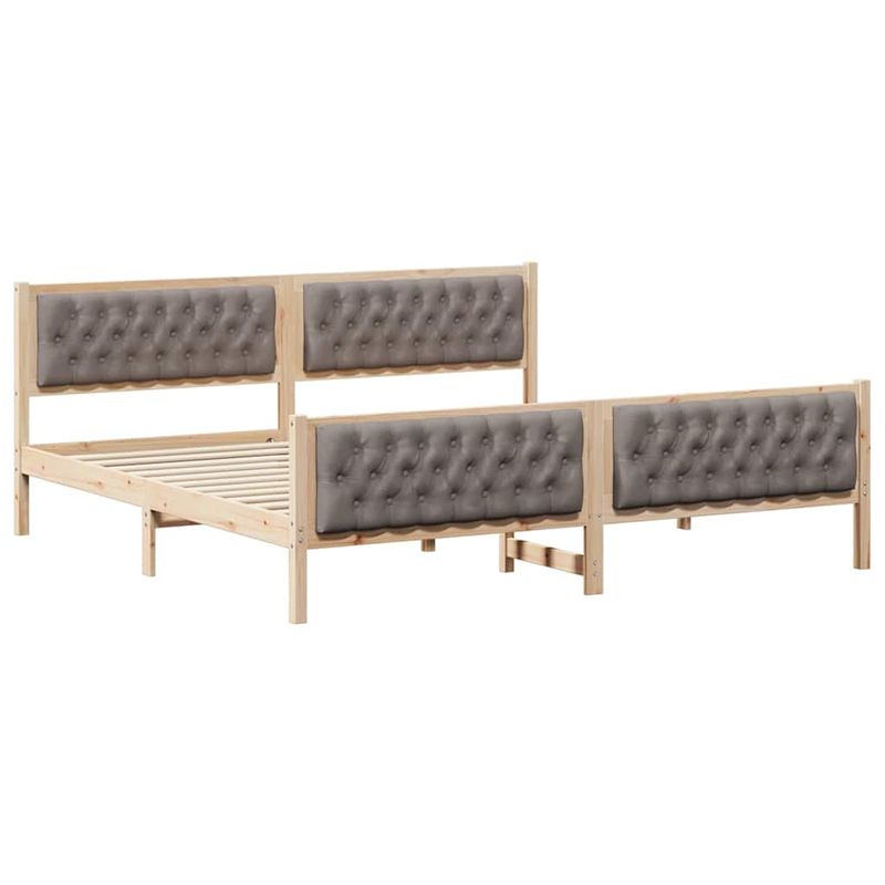 Casa si Gradina - Mobilier - Paturi si accesorii - Paturi - Cadru de pat cu headboard Gri taupe 200 x 200 cm tesatura - Infinity.ro