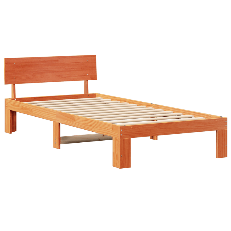 Casa si Gradina - Mobilier - Paturi si accesorii - Paturi - Cadru de pat cu headboard maro cerat 90x200 cm lemn masiv de pin - Infinity.ro