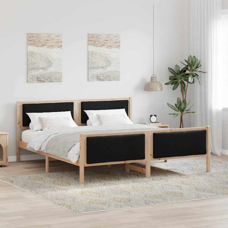 Casa si Gradina - Mobilier - Paturi si accesorii - Paturi - Cadru de pat cu headboard Negru 180 x 200 cm tesatura - Infinity.ro