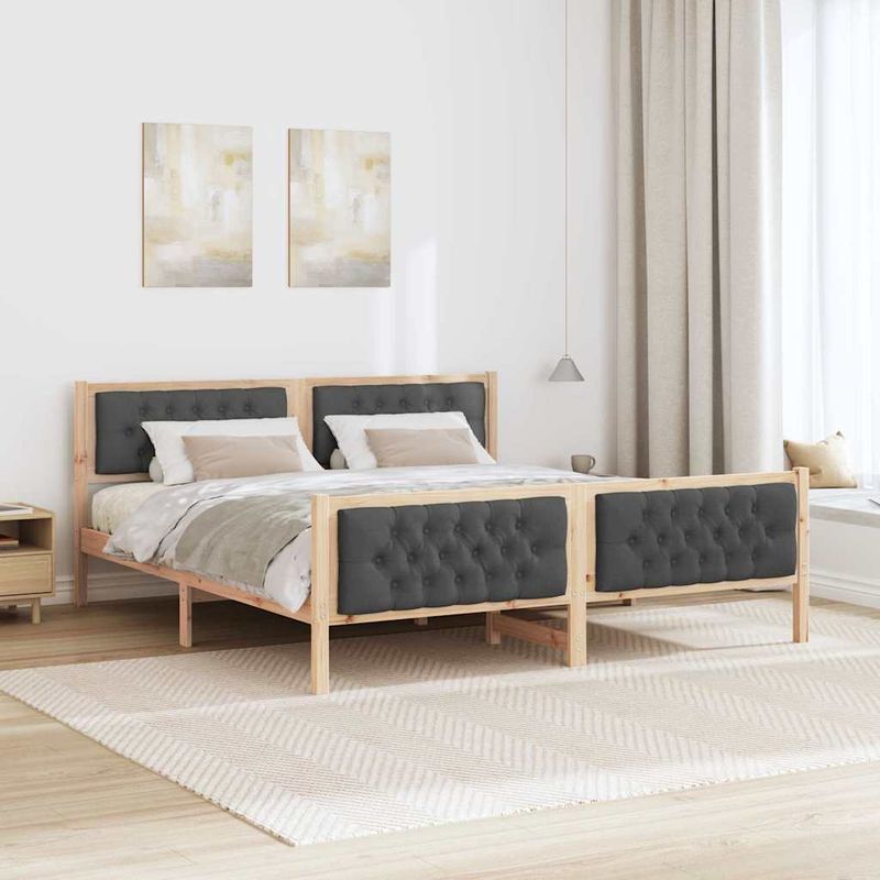 Casa si Gradina - Mobilier - Paturi si accesorii - Paturi - Cadru de pat cu headboard Gri inchis 180 x 200 cm tesatura - Infinity.ro