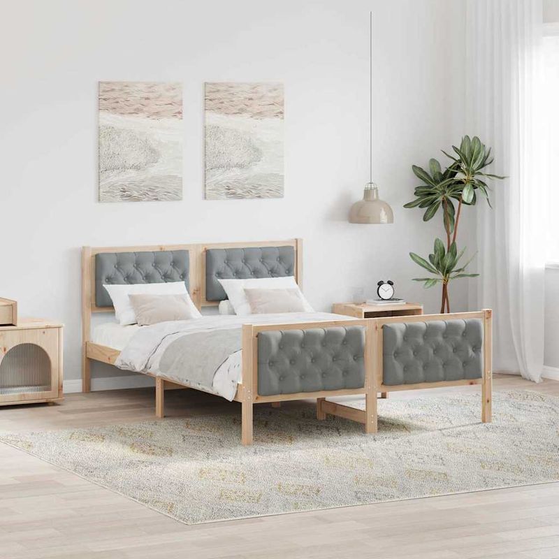 Casa si Gradina - Mobilier - Paturi si accesorii - Paturi - Cadru de pat cu headboard Gri deschis 140 x 200 cm tesatura - Infinity.ro