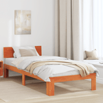 Casa si Gradina - Mobilier - Paturi si accesorii - Paturi - Cadru de pat cu headboard maro cerat 90x200 cm lemn masiv de pin - Infinity.ro