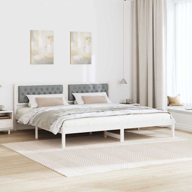 Casa si Gradina - Mobilier - Paturi si accesorii - Paturi - Cadru de pat cu headboard Gri deschis 200 x 200 cm tesatura - Infinity.ro