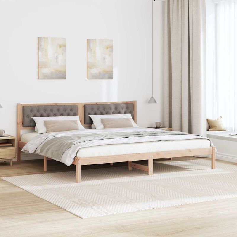 Casa si Gradina - Mobilier - Paturi si accesorii - Paturi - Cadru de pat cu headboard Gri taupe 200 x 200 cm tesatura - Infinity.ro