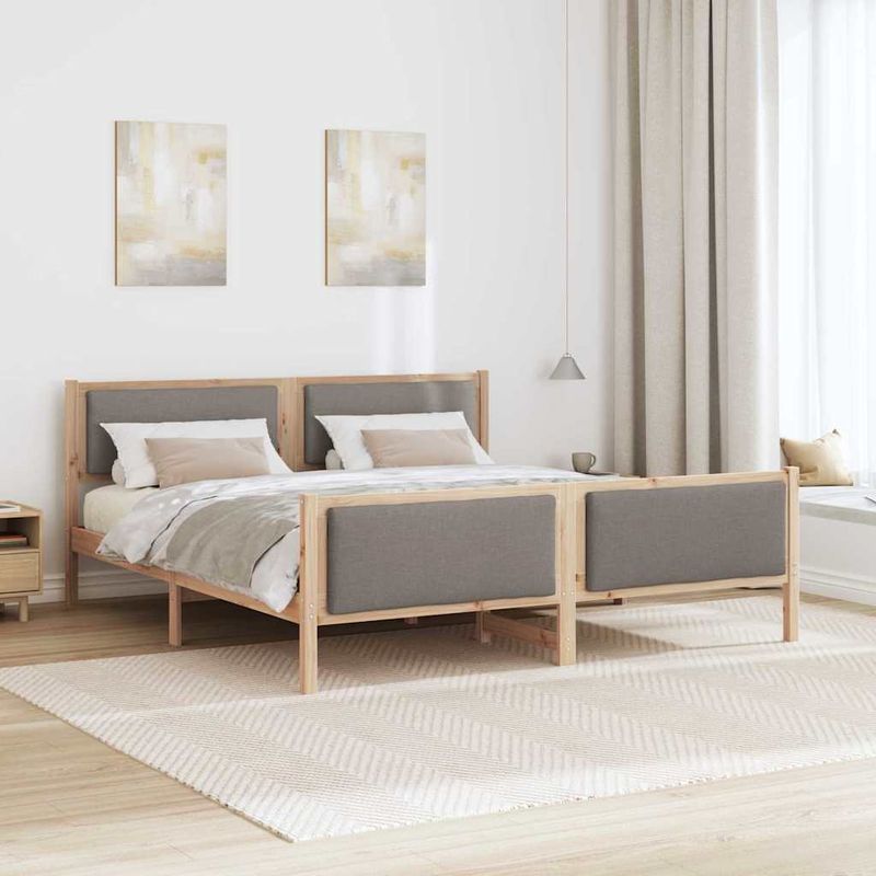 Casa si Gradina - Mobilier - Paturi si accesorii - Paturi - Cadru de pat cu headboard Gri taupe 180 x 200 cm tesatura - Infinity.ro