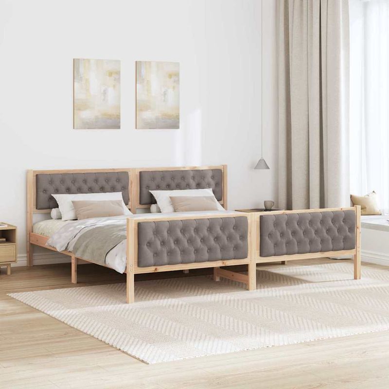 Casa si Gradina - Mobilier - Paturi si accesorii - Paturi - Cadru de pat cu headboard Gri taupe 200 x 200 cm tesatura - Infinity.ro