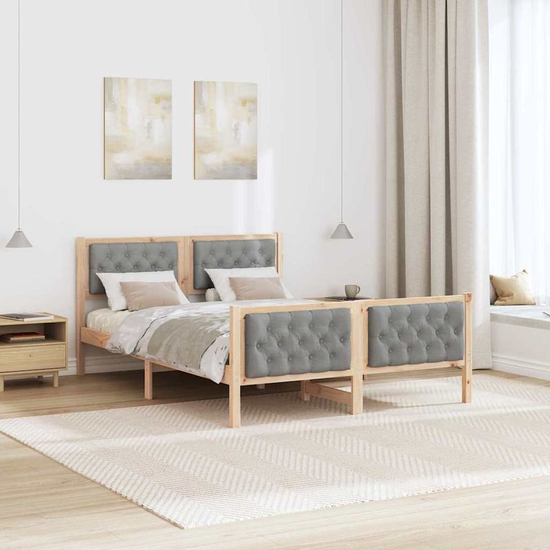 Casa si Gradina - Mobilier - Paturi si accesorii - Paturi - Cadru de pat cu headboard Gri deschis 140 x 200 cm tesatura - Infinity.ro