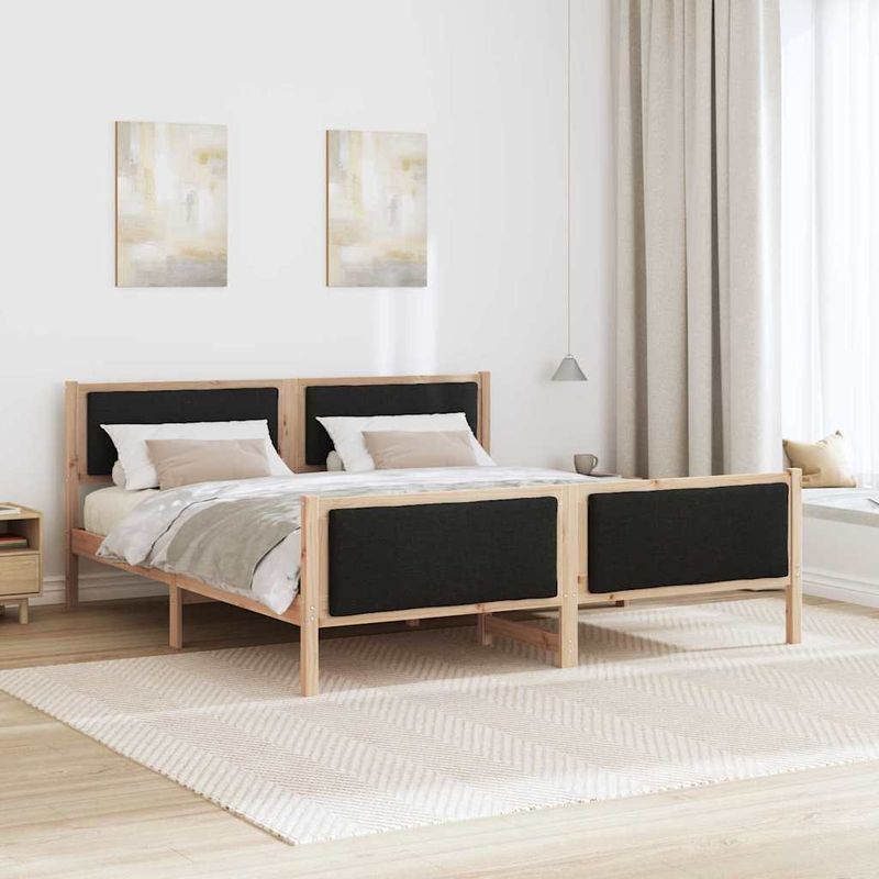 Casa si Gradina - Mobilier - Paturi si accesorii - Paturi - Cadru de pat cu headboard Negru 180 x 200 cm tesatura - Infinity.ro