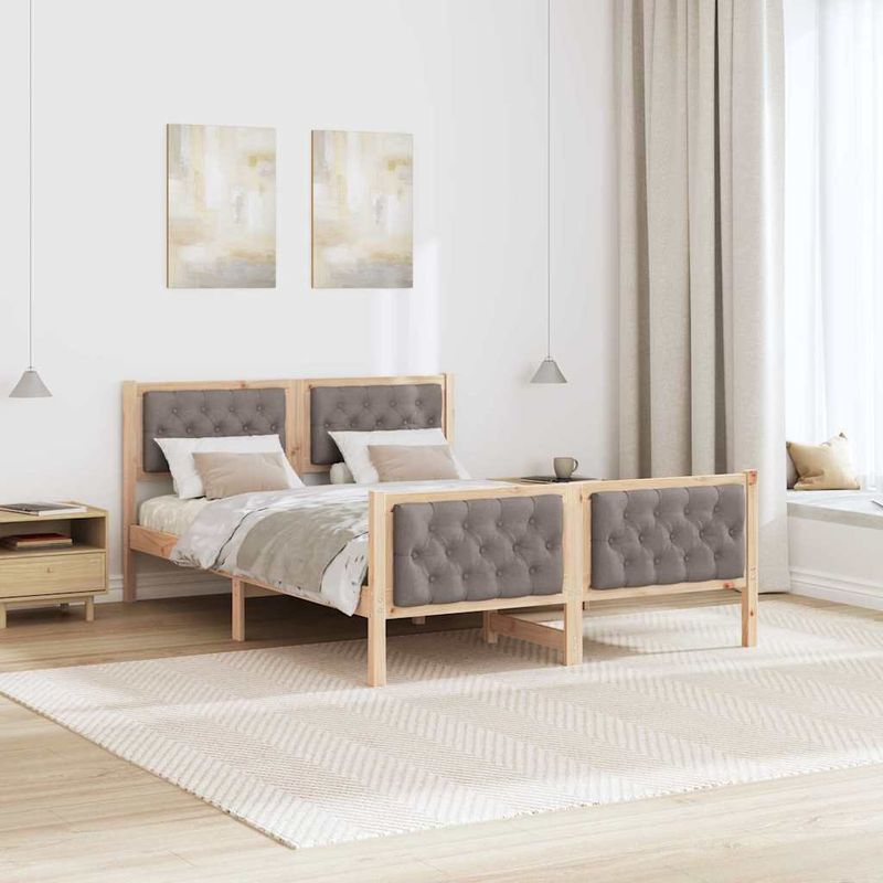 Casa si Gradina - Mobilier - Paturi si accesorii - Paturi - Cadru de pat cu headboard Gri taupe 140 x 190 cm tesatura - Infinity.ro