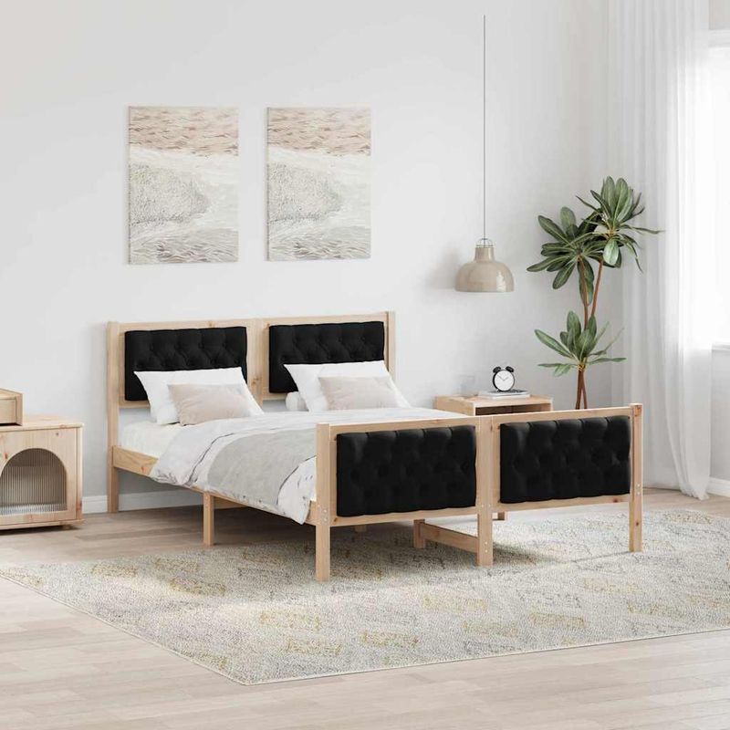 Casa si Gradina - Mobilier - Paturi si accesorii - Paturi - Cadru de pat cu headboard Negru 150 x 200 cm tesatura - Infinity.ro