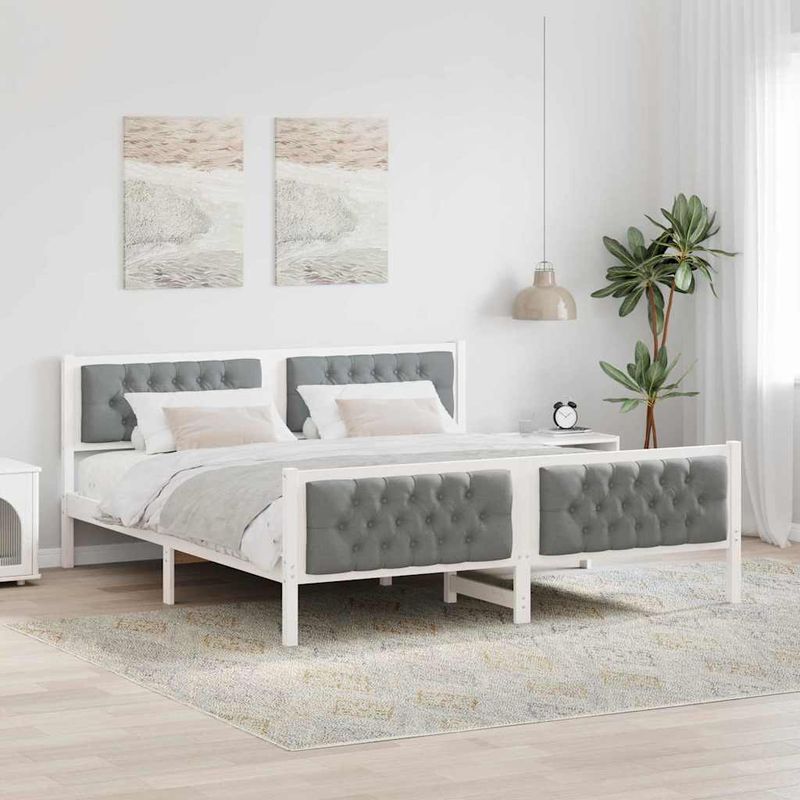 Casa si Gradina - Mobilier - Paturi si accesorii - Paturi - Cadru de pat cu headboard Gri deschis 180 x 200 cm tesatura - Infinity.ro