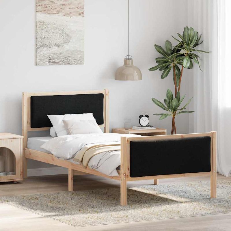 Casa si Gradina - Mobilier - Paturi si accesorii - Paturi - Cadru de pat cu headboard Negru 90 x 190 cm tesatura - Infinity.ro