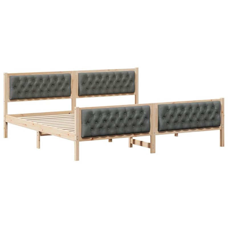 Casa si Gradina - Mobilier - Paturi si accesorii - Paturi - Cadru de pat cu headboard Gri inchis 200 x 200 cm tesatura - Infinity.ro