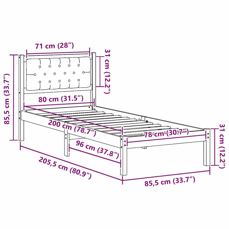 Casa si Gradina - Mobilier - Paturi si accesorii - Paturi - Cadru de pat cu headboard Negru 80 x 200 cm tesatura - Infinity.ro