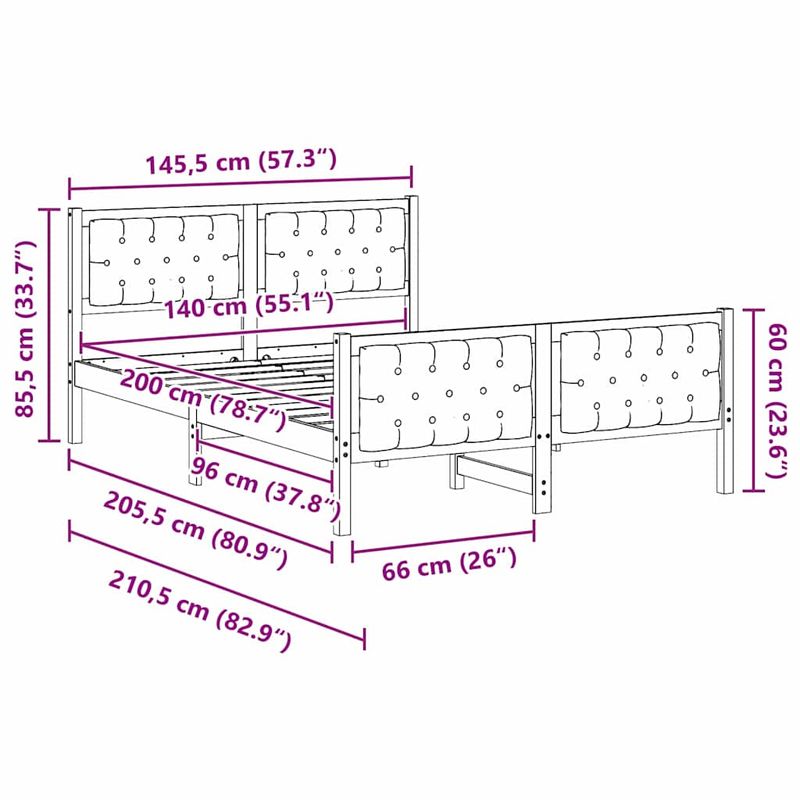 Casa si Gradina - Mobilier - Paturi si accesorii - Paturi - Cadru de pat cu headboard Gri taupe 140 x 200 cm tesatura - Infinity.ro