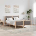 Casa si Gradina - Mobilier - Paturi si accesorii - Paturi - Cadru de pat cu headboard Gri taupe 135 x 190 cm tesatura - Infinity.ro