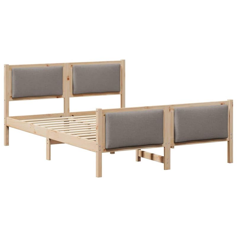 Casa si Gradina - Mobilier - Paturi si accesorii - Paturi - Cadru de pat cu headboard Gri taupe 135 x 190 cm tesatura - Infinity.ro