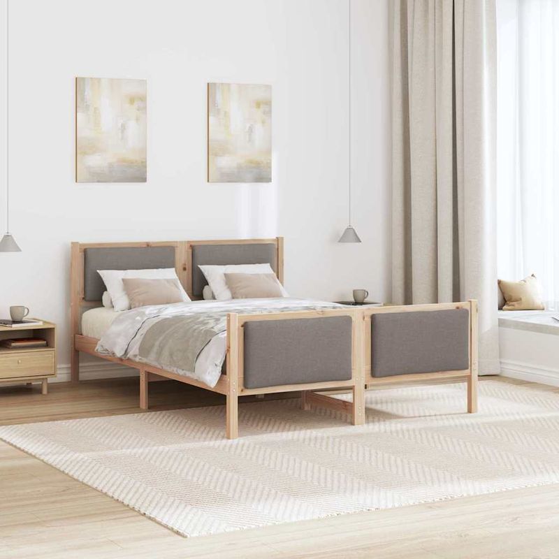 Casa si Gradina - Mobilier - Paturi si accesorii - Paturi - Cadru de pat cu headboard Gri taupe 135 x 190 cm tesatura - Infinity.ro