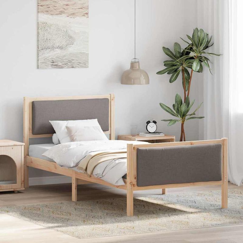 Casa si Gradina - Mobilier - Paturi si accesorii - Paturi - Cadru de pat cu headboard Gri taupe 90 x 200 cm tesatura - Infinity.ro