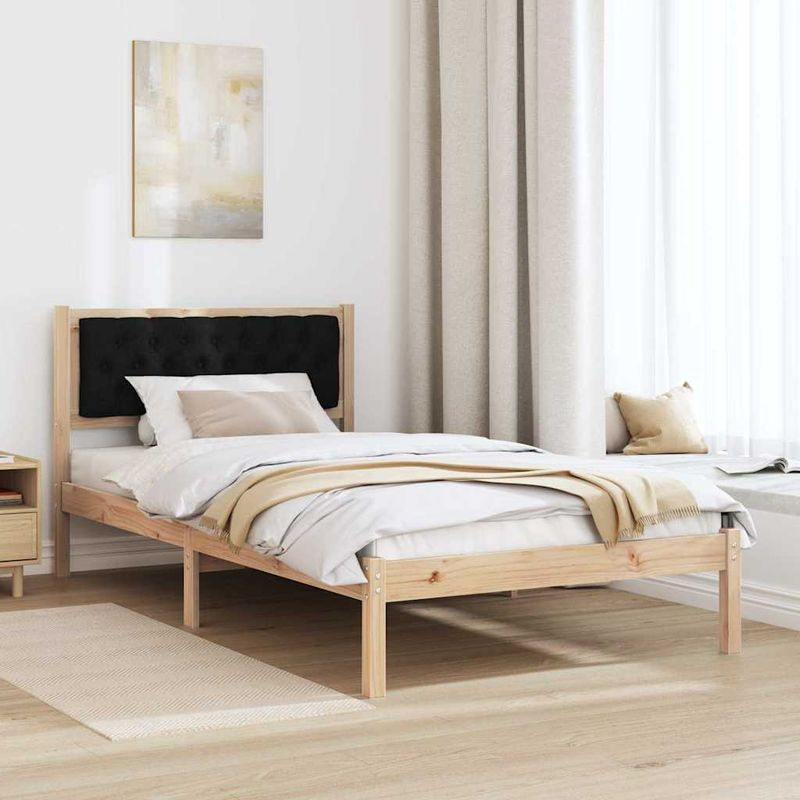 Casa si Gradina - Mobilier - Paturi si accesorii - Paturi - Cadru de pat cu headboard Negru 100 x 200 cm tesatura - Infinity.ro