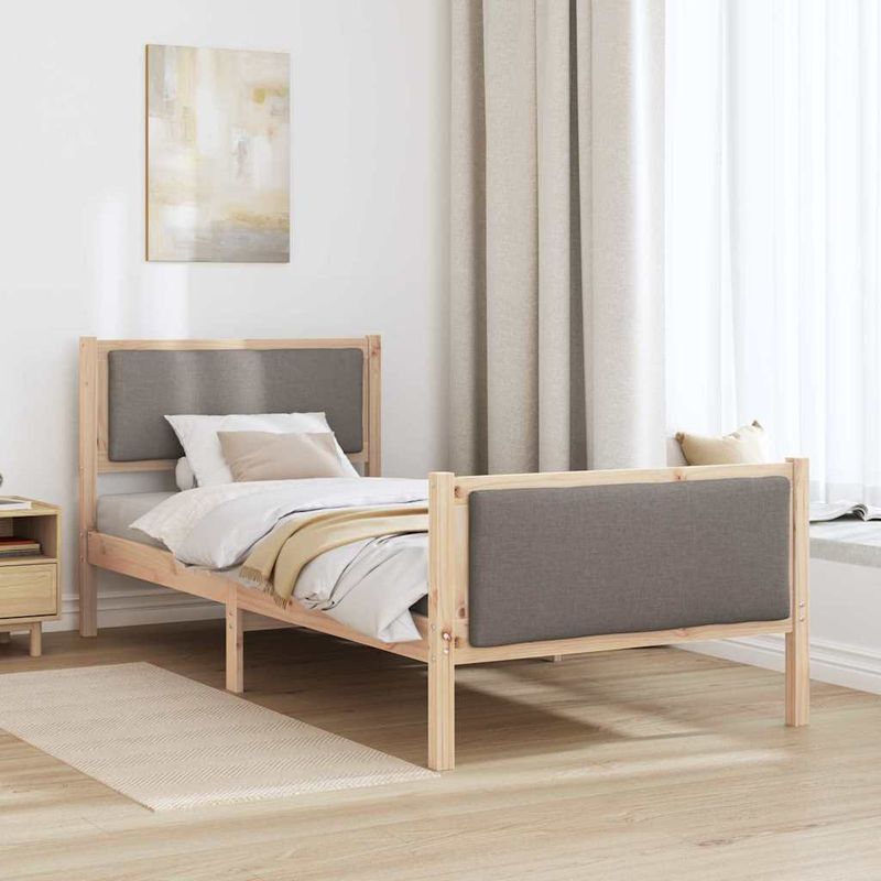 Casa si Gradina - Mobilier - Paturi si accesorii - Paturi - Cadru de pat cu headboard Gri taupe 90 x 200 cm tesatura - Infinity.ro