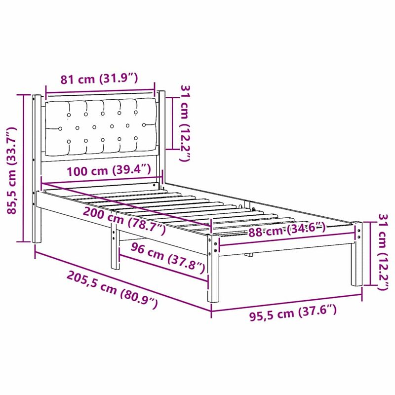 Casa si Gradina - Mobilier - Paturi si accesorii - Paturi - Cadru de pat cu headboard Negru 100 x 200 cm tesatura - Infinity.ro