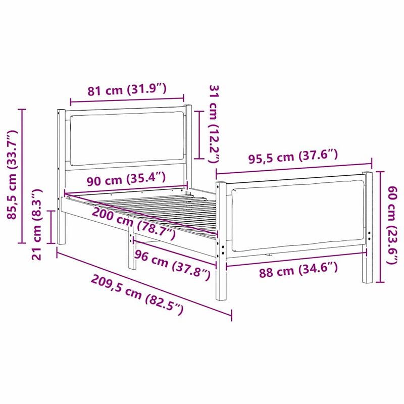Casa si Gradina - Mobilier - Paturi si accesorii - Paturi - Cadru de pat cu headboard Gri taupe 90 x 200 cm tesatura - Infinity.ro