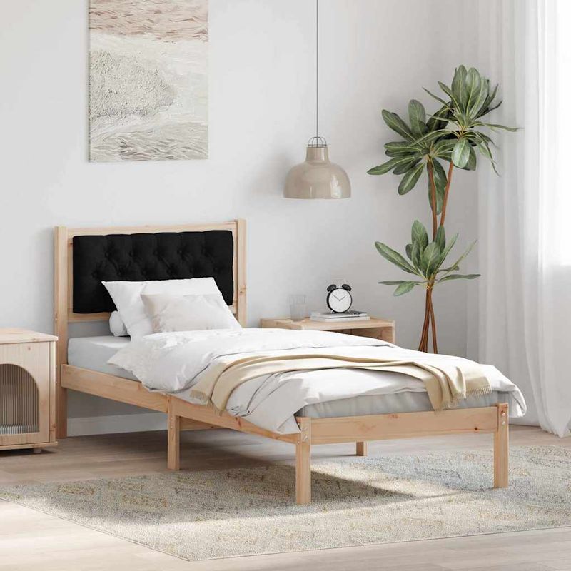 Casa si Gradina - Mobilier - Paturi si accesorii - Paturi - Cadru de pat cu headboard Negru 90 x 200 cm tesatura - Infinity.ro
